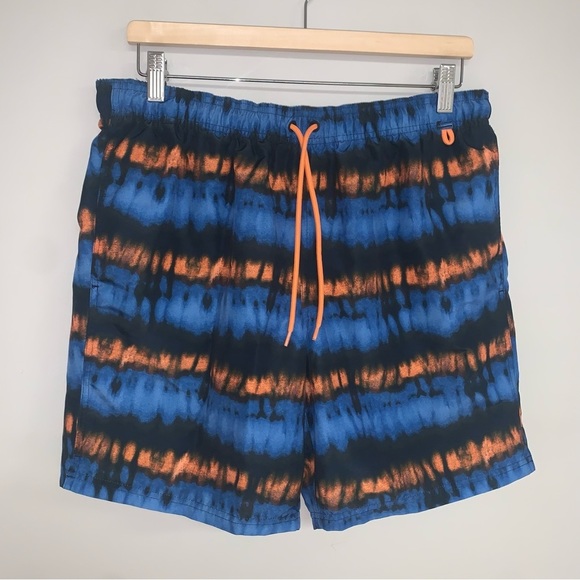 Eddie Bauer Shorts Men's Size Large Swim Trunks 7" Inseam Orange Blue Tidal - Picture 4 of 12